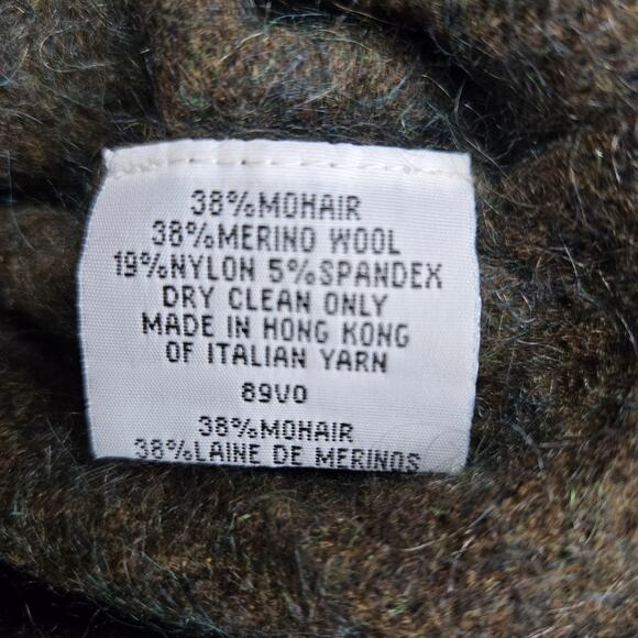 Vintage Eileen Fisher Cardigan Sweater Medium Mohair Merino Wool V-Neck Olive - Picture 6 of 9